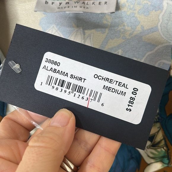 NWT Bryn Walker Bellagio Floral Print Alabama Shirt Tunic Ochre Teal Medium - Picture 9 of 16